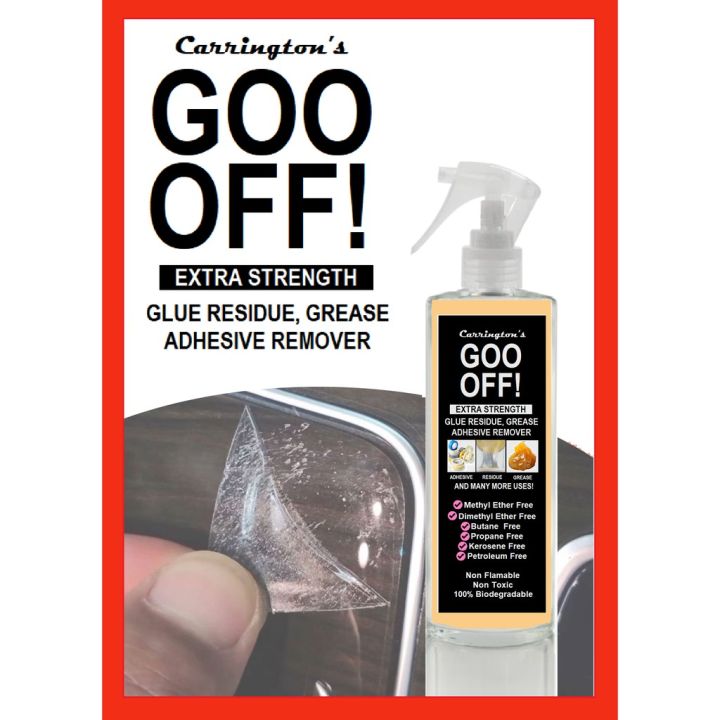 Goo Off Adhesive Remover non-abrasive solvents quickly dissolves tape, tar,  grease and wax